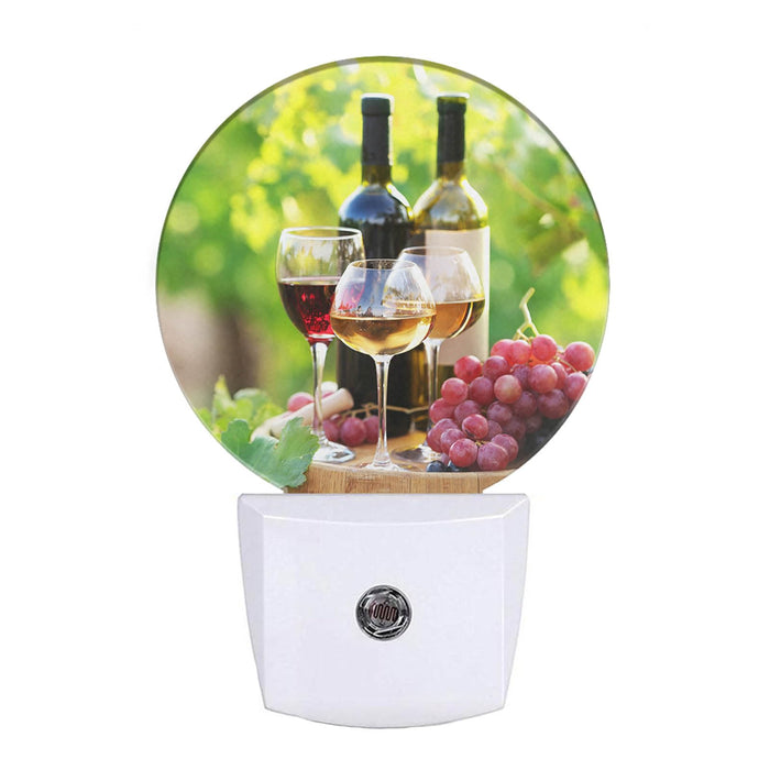 EKOBLA Autumn Harvest Night Light Wine with Grapes Night Lights Plug into Wall, Dusk to Dawn Sensor Nightlight for Stairway/Hallway/Kitchen, 0.5W Sleep Friendly for Boys Girls Seniors Elderly