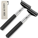 2 Pack Oversized Portable Extendable Back Scratcher, Upgraded Metal Stainless Steel Telescoping Back Scratcher Tool with Canvas Carrying Bag