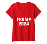 Womens Trump 2024 Election Keep America Great 2020 and more RED V-Neck T-Shirt