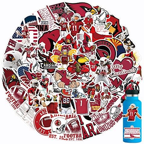 104Pcs Football Rugby Stickers for Water Bottle, Arizona Decal Decoration Sticker for Boys，Waterproof Decals for Laptop，Computer，Phone Case，Car，Guitar，Bumper，Skateboard，Gifts for Adults Teens