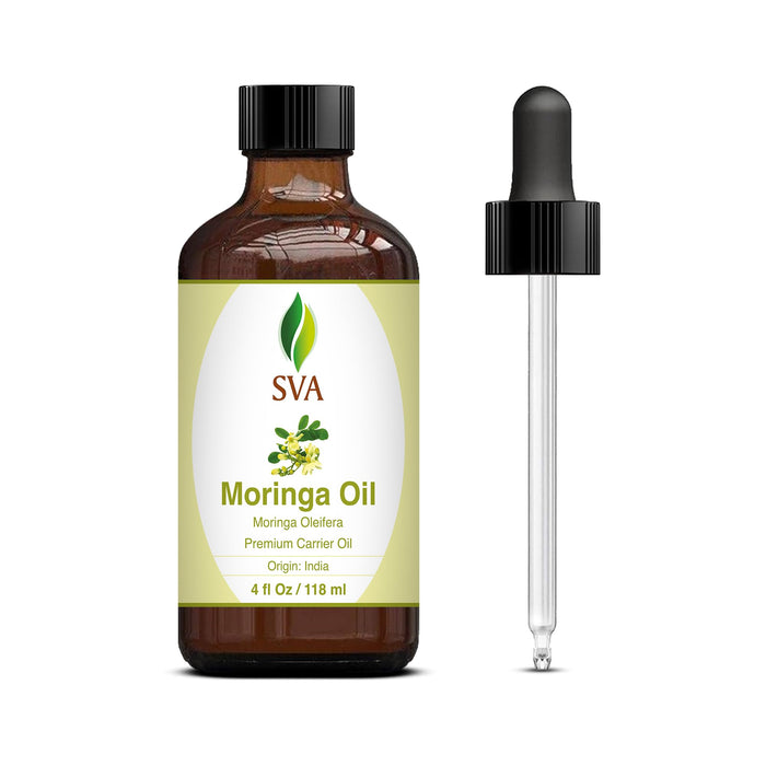SVA Moringa Carrier Oil 4 Oz (118 ml) Premium Carrier Oil with Dropper for Hair Care, Scalp Massage, Hair Oiling, Skin Care and Massage