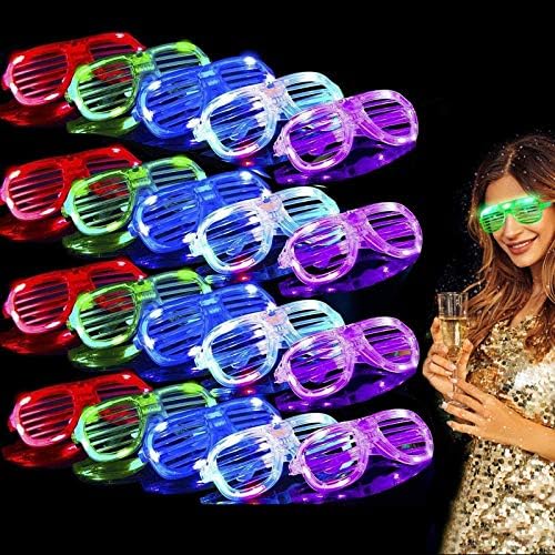 20 Pack LED Glasses Mardi Gras Party Favors, 6 Color Light Up Glasses Glow In The Dark Party Supplies Shutter Shades Glow Sticks Glasses Neon Party Sunglasses Kids/Adults Birthday Wedding Concerts