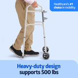 Medline Heavy-Duty Bariatric Folding Walker with 5” Wheels and Durable Handles, 500 lb. Weight Capacity