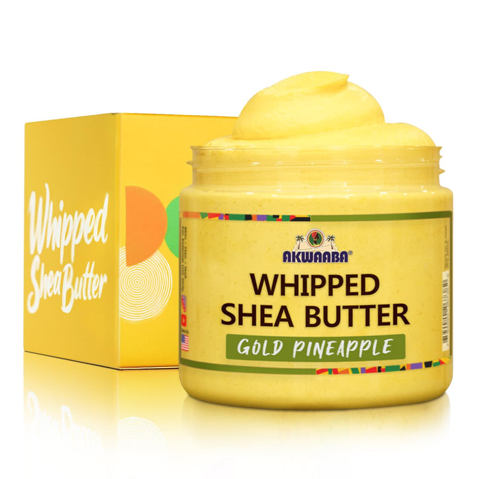 AKWAABA Whipped Shea Butter (Gold Pineapple) | 12 oz | Nourishing, Moisturizing & Hydrating | For All Skin Types