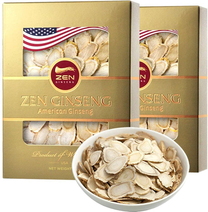 2 Boxes of American Wisconsin Ginseng Slices - Improved Energy, Performance, & Mental Health for Men & Women. Total 8 Oz.