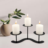 Home Decor Candle Holder Fireplace: 10 inch Metal Pillar Candelabra for Outdoor Wedding Party - Black Candle Stand for Indoor Dining Living Room - Advent Halloween Christmas