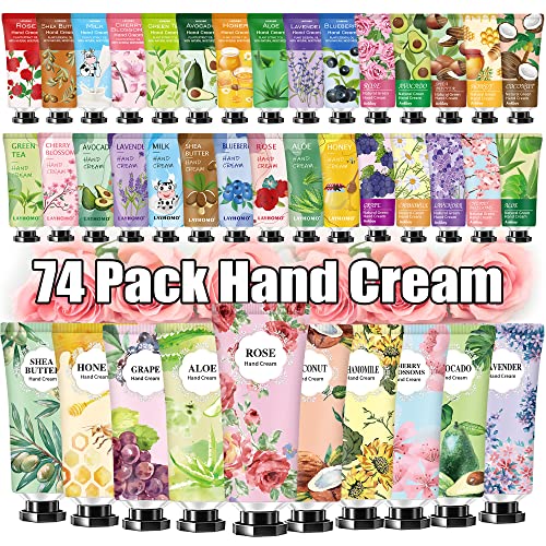 74 Pack Hand Cream Gift Set For Women and Girls,Valentines Day Gifts for Her,Him,Teacher Appreciation Gifts,Shea Butter in Natural Plant Hand Lotion For Dry Hands,Scented Mini Hand Lotion Travel Size