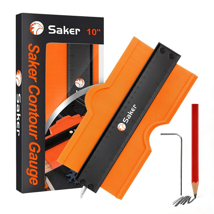 Saker Contour Gauge Profile Tool with Adjustable Lock 10 Inch Orange