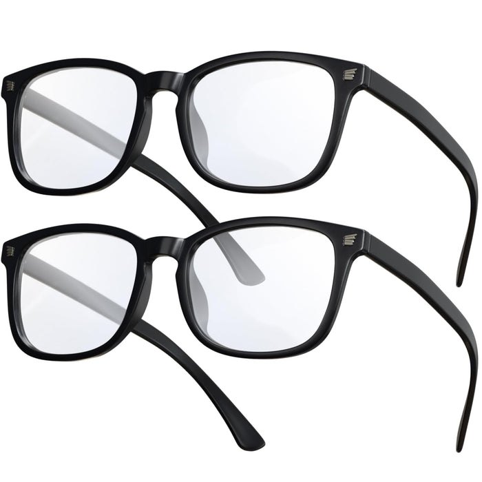 livho 2 Pack Blue Light Blocking Glasses, Computer Reading/Gaming/TV/Phones Glasses for Women Men,Anti Eyestrain & UV Glare (Light Black x 2)