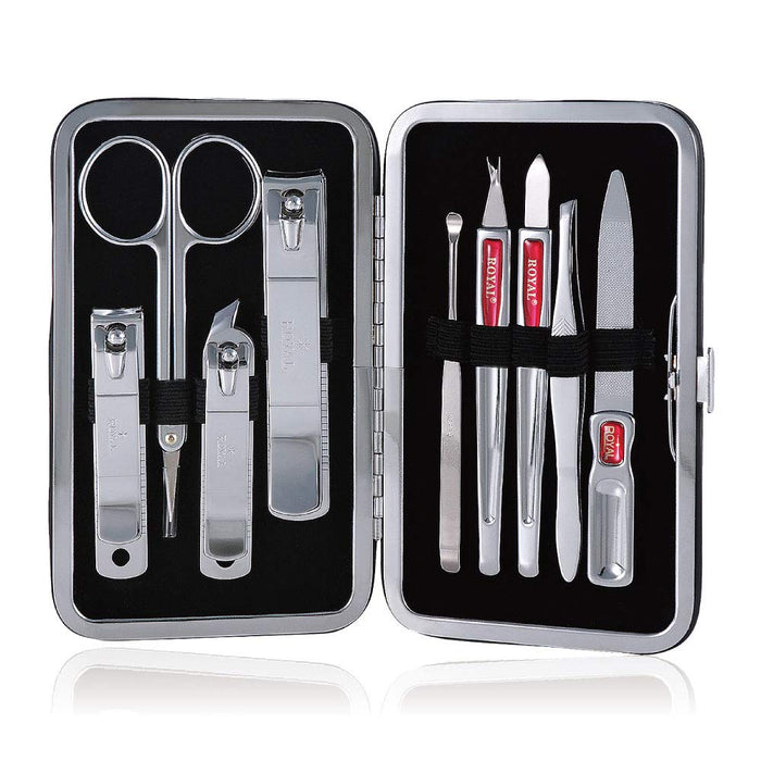 [Made in Korea] ROYAL Nail Clipper Set, 9pcs, Metalframe Manicure Set Black