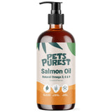 Pets Purest Salmon Oil for Dogs, Cats, Horses, Ferrets & Pets - 100% Pure Premium Food Grade - Natural Omega 3, 6 & 9 Supplement - Promotes Coat, Skin, Joint and Brain Health
