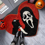 TANVILL Halloween Bathroom Rugs Black Red Orange Bath Mat Non Slip, Nightmare Before Christmas Home Decor, Funny Skull Bath Rugs Washable Absorbent Spooky Gifts