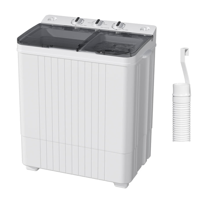 MarKnig Portable Washing Machine, 28lbs Twin Tub Mini Washer Compact Laundry Machine with Timer Knobs, Semi-automatic 18lbs Washer 10lbs Spinner Combo for Dorms, Apartments, Grey