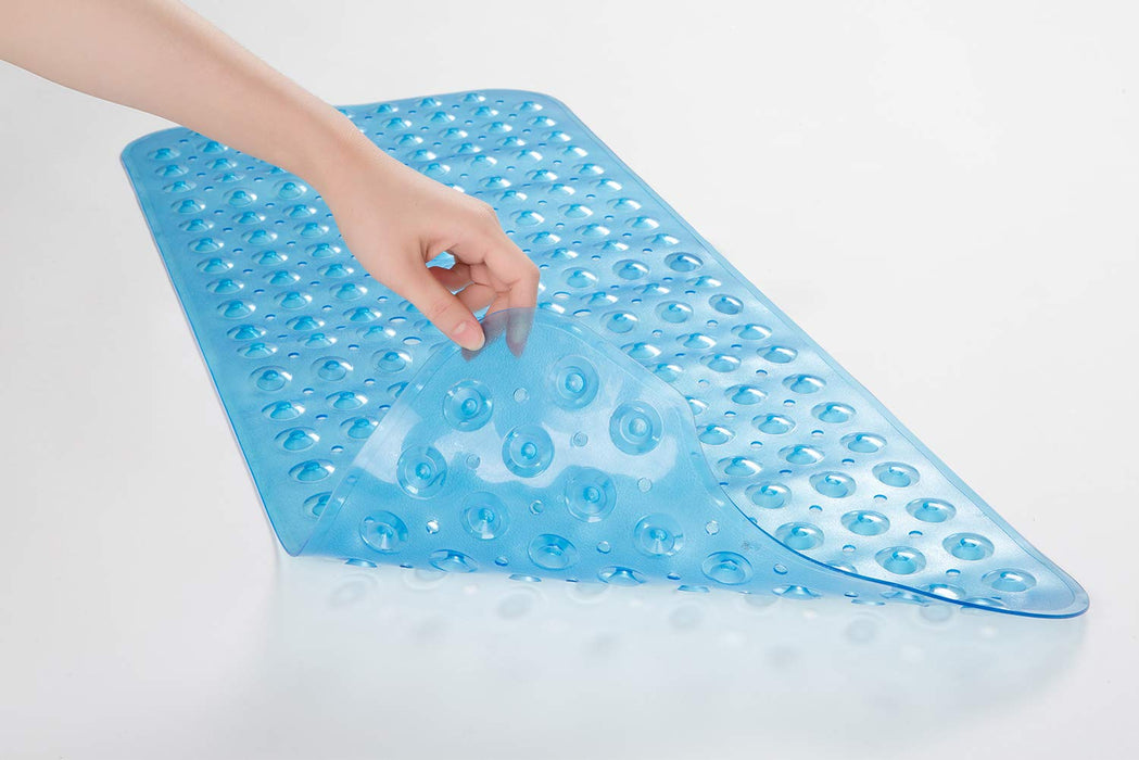 AmazerBath Bathtub Mat Non Slip, Bath Mat for Tub 40 x 16 Inches Full Size, Non Slip Shower Mats with Suction Cups and Drain Holes, Shower Stall Mats for Elderly & Kids, Clear Blue