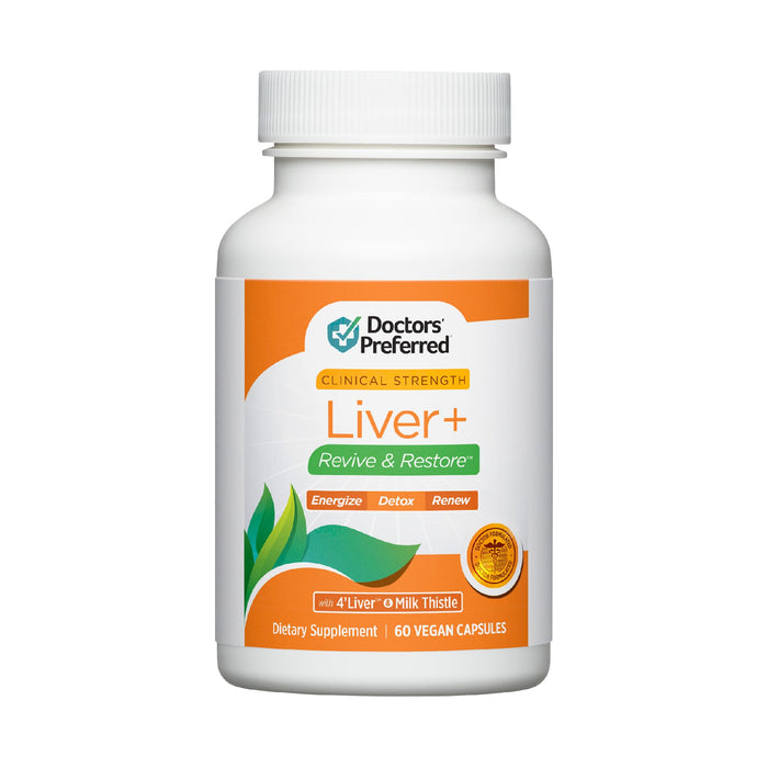 DOCTORS' PREFERRED Liver+ Revive & Restore 10-in-1 Formula with Clinically Validated 4’Liver and Milk Thistle | 60 Capsules