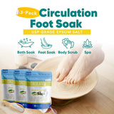 Circulation Foot Soak (3-Pack with Scoop) Foot Soaking Epsom Salts with Pure Essential Oils in BPA Free Pouch with Press-Lock Seal Made in USA, Three 2-Lbs Pouches 6-Lbs Total