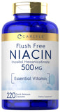 Carlyle Niacin Flush Free 500mg | 220 Capsules | Non-GMO and Gluten Free Essential Vitamin