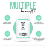 Lab Tested Supplements - Quercetin - 120 500mg Capsules - No Fillers - 3rd Party COA provided with Every lot # -Pure Quercetin