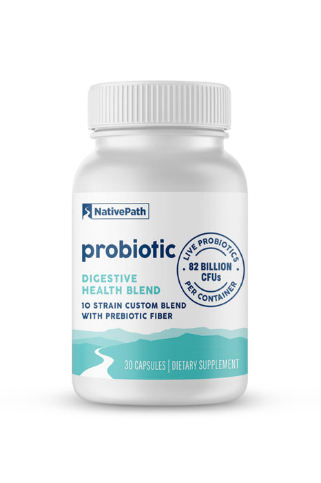 NativePath Daily Probiotic, 10-Strain Custom Blend Probiotics Supplement for Men and Women, 82 Billion CFUs - 30 Count