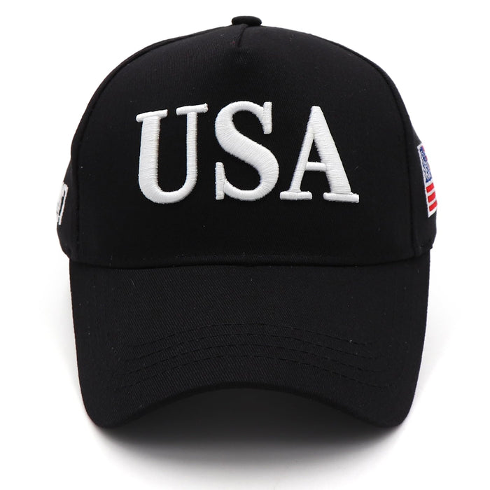 USA 3D Embroidered Dad Hat Trump 2024 MAGA Hat Make America Great Again Donald Trump Slogan with USA Flag Cap (Black USA Hat)