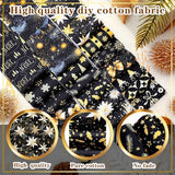 Hosuly 40 Pcs Christmas Fabric Patchwork Roll Black and Gold Quilting Fabric Roll up Xmas Snowflake Fabric Quilting Strips 2.55 Inch Precut Patchwork Roll for Craft Sewing DIY Crafts