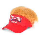 Trump 2024 Hat with Hair,Donald Trump Make America Great Again Wig Hat Embroidered Ultra Adjustable MAGA Baseball Cap (Red Trump 2024 Hat with Hair)