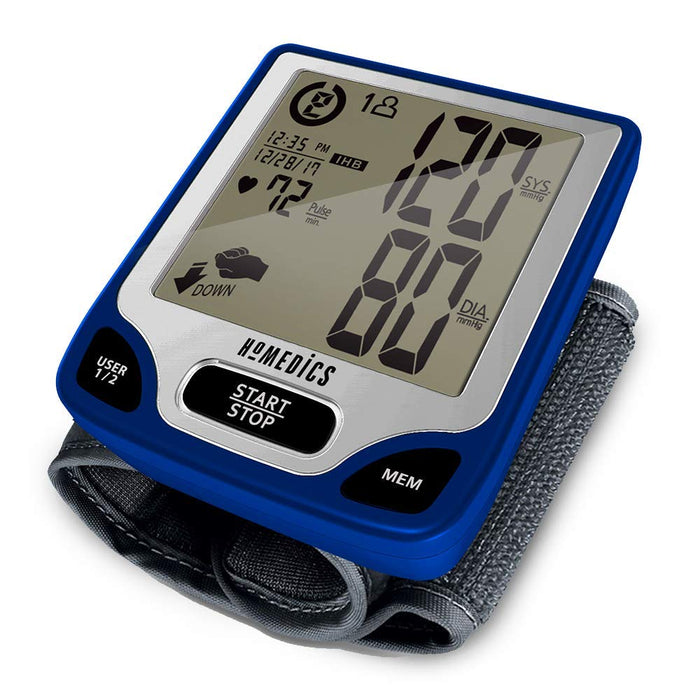 Homedics Blood Pressure Monitor, Automated Wrist Blood Pressure Machine for Home use with Easy One-Touch Operations. Stores up to 120 Readings (60 Readings per 2 Users). Cuff and Storage Case Included