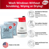 Full Crystal Kit - Bottle, Lid with Hose Attachment, and Two 4 oz. Crystal Powder Exterior Window Cleaner Packets for Glass and Screens (Cleans Up to 40 Windows)