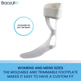 Brace On AFO – Swedish Deluxe - Drop Foot Stabilizer, Moldable, Trimmable, Lightweight Polyethylene (Women, Left)