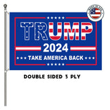 Trump 2024 Flag,3x5 FT Trump Flag Double Sided 3 Ply,Take America Back Trump Flags Banner UV & Fade Resistant 2 Brass Grommets for Outdoor Indoor(Blue)