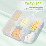 FYY 2 Pcs Daily Pill Organizer, 7 Compartments Portable Pill Case Travel Pill Organizer,[Folding Design]Pill Box for Purse Pocket to Hold Vitamins,Cod Liver Oil,Supplements and Medication-Clear