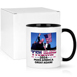 YHRJWN Trump Survived Shot, Trump 2024, Fist Pump at Pennsylvania Rally Failed Assassination Attempt, Bloody Ear Bullett-Proof, Trump Merchandise, Make American Great Again Mug, 11 Oz