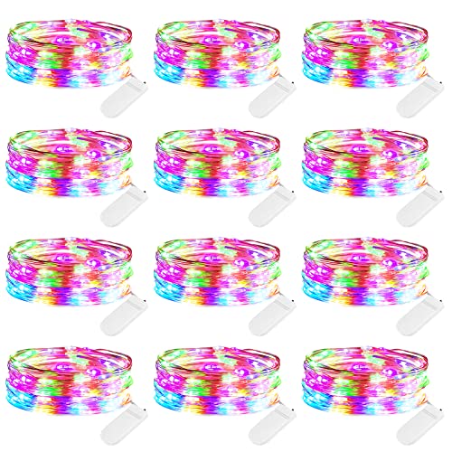 Brightown 12 Pack Easter Led Fairy Lights Battery Operated String Lights Waterproof Silver Wire 7 Feet 20 Led Firefly Starry Moon Lights for DIY Wedding Party Bedroom Patio Christmas