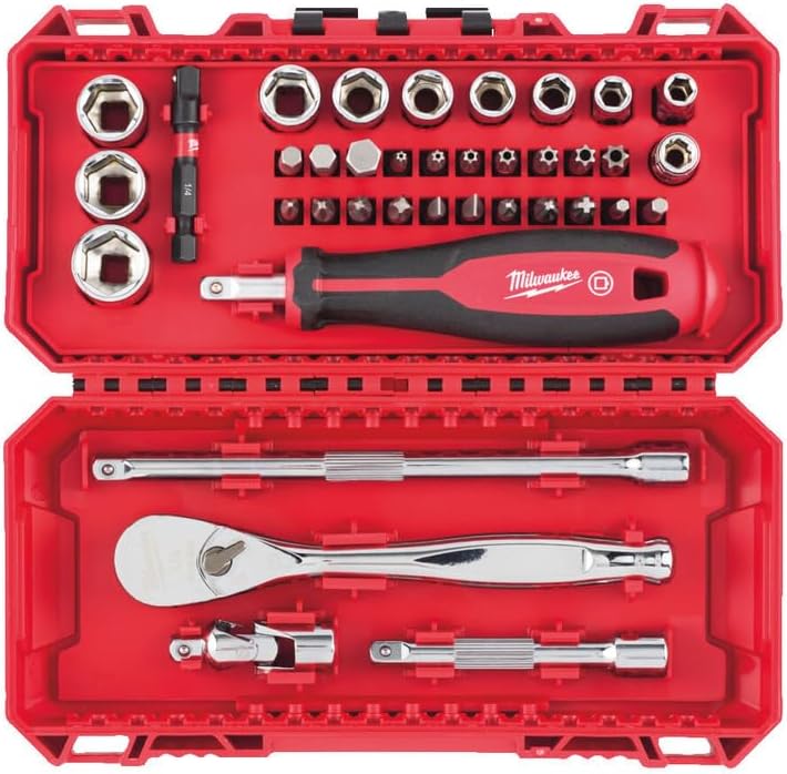 Milawaukee Ratchet, Socket and Bit Set 1/4 Inch 38 Pieces