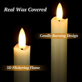 Flameless Candles with Remote: 8 Pack Battery Operated Window Candles 9.6" Real Wax LED Flickering Flameless Taper Candles 3D Wick Lights Halloween Christmas Wedding Birthday Party Decorations (Ivory)