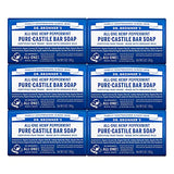 Dr. Bronner's - Pure-Castile Bar Soap (Peppermint, 5 ounce, 6-Pack) - Made with Organic Oils, For Face, Body & Hair, Gentle & Moisturizing, Biodegradable, Vegan, Cruelty-free, Non-GMO