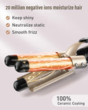 Waver Curling Iron Curling Wand - BESTOPE PRO 5 in 1 Curling Wand Set with 3 Barrel Hair Crimper for Women, Fast Heating Crimper Wand Curler in All Hair Type - Gold