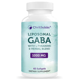 Liposomal GABA Supplements 1000mg with L-Theanine 200mg,High Absorption,Ashwagandha,Chamomile,Tart Cherry Herbal Supplement for Adults,60 Softgels,Non-GMO,Gluten Free