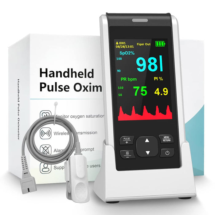 Pulse Oximeter - Handheld Pulse Oximeter Rechargeable Overnight Continuous Mornitor oxygen meter finger pulse oximeter Fingertip with Pulse o2 sat monitor finger for oxygen SpO2