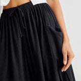 Quinn Pants for Women Plus Size Wide Leg Linen Pants with Pockets Summer Elastic Waist Drawstring Harem Pants High Waisted Baggy Casual Palazzo Pants Boho Flowy Beach Pants Loose Hippie Pants A-Black