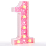 Pooqla Marquee Numbers Lights, light up Numbers Battery Powered, Glitter Lighted Numbers for Birthday Party, Shiny LED Numbers for Christmas Wedding Home Bar Decoration, Pink Number 1