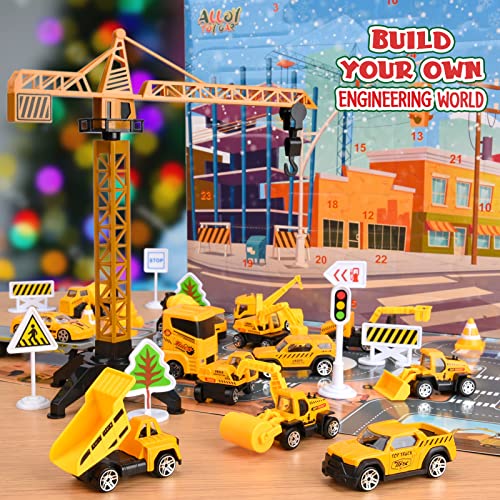 2024 Christmas Advent Calendar,Alloy Construction Engineering Vehicle Toys for 3-8 Year Old Boys Girls 24 Days Countdown Calendar Stocking Stuffer Christmas Countdown Gifts for 3-8 Year Old Boys Girls