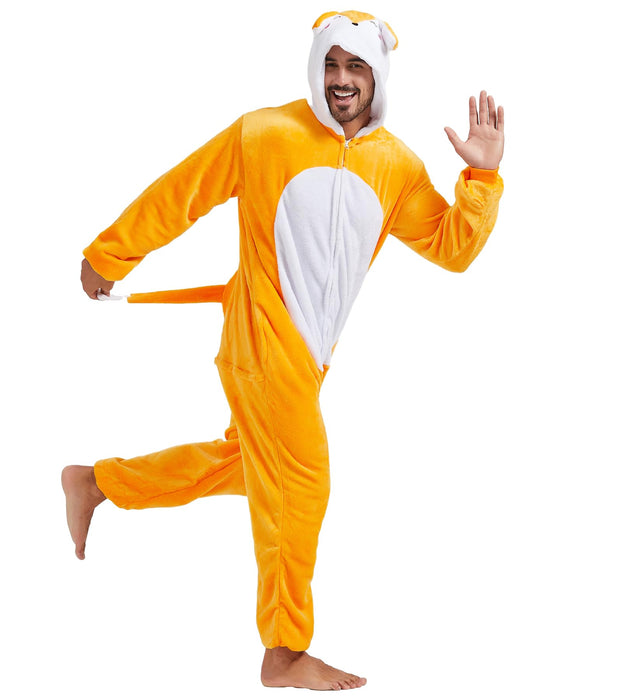 QUCH Adult Onesie Costume-Unisex Animal Onesies for Adults Halloween Costume, Halloween Onesie Adult Onesie Pajamas for Women Fox XL