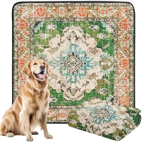Non-Slip Dog Washable Pee Pad Extra Large 72" x 72", Boho Rusable Pee Pad for Dogs, Pet Training Pad for Playpen Mat, Waterproof Dog Pad Washable for Puppy Playpen, Whelping Pad, Dog Playpen Indoor