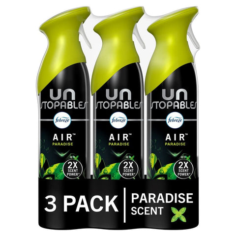 Febreze Unstopables Air Effects Odor-Fighting Air Freshener Paradise, 8.8 oz. Aerosol Can, Pack of 3 Multicolor