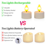 SoulBay Flameless Candles with Remote Control Timer & Charging Base, 12pcs USB Rechargeable Battery LED Tea Lights Candles Small Votive for Lantern Pool Mantle Weddings Emergency Christmas Decorative