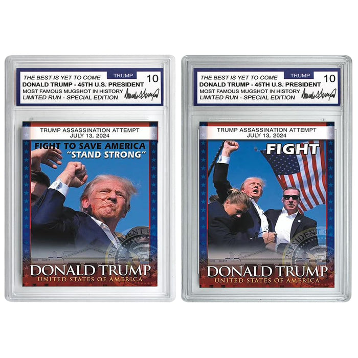 2pc/Set 2024 US President Donald Trump Assassination Failure Rating Card Fight Collectible Card Supporter Fan Commemorative Gift