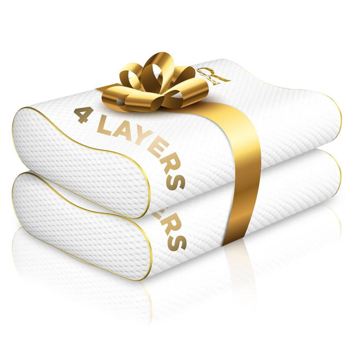 Memory Foam Pillow (2-Pack Extra King - 31 x 14 x 6.5) 4-Layer King, Contour, Side Sleeper Orthopedic, Neck Support Pillow, Neck Pain, Side Sleepers