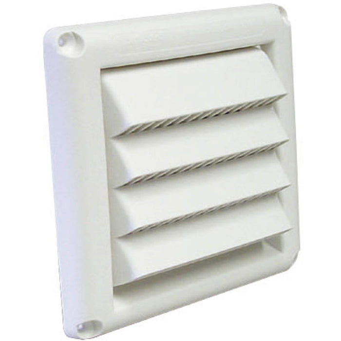 Deflecto Fresh Air Intake Vent Hood with Fixed Louvers for General Venting - Louvered Vent Cover, Weather-Resistant Plastic for Maximum Durability | 4 Inch - White (HSM4W/24)