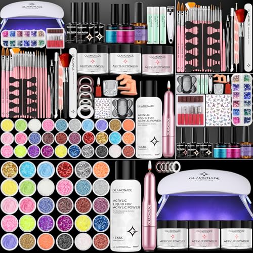 Acrylic Nail Kit for Beginners: Professional Acrylic Nail Kit Set with Everything with Drill Powder Nail Art Starter Tech Kit at Home Salon Gift